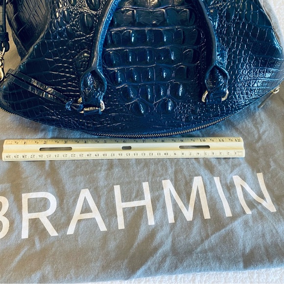 Brahmin Duxbury Crossbody Satchel. Cobalt Blue Melbourn, Croc-Embossed. - Picture 4 of 16